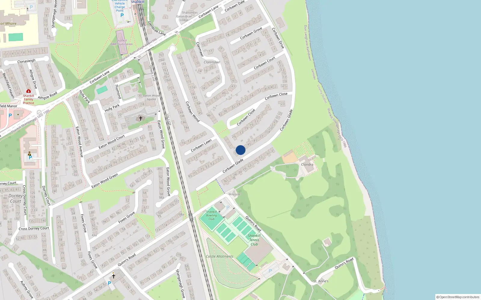 Overhead map showing the location of 51 Corbawn Drive, Dublin