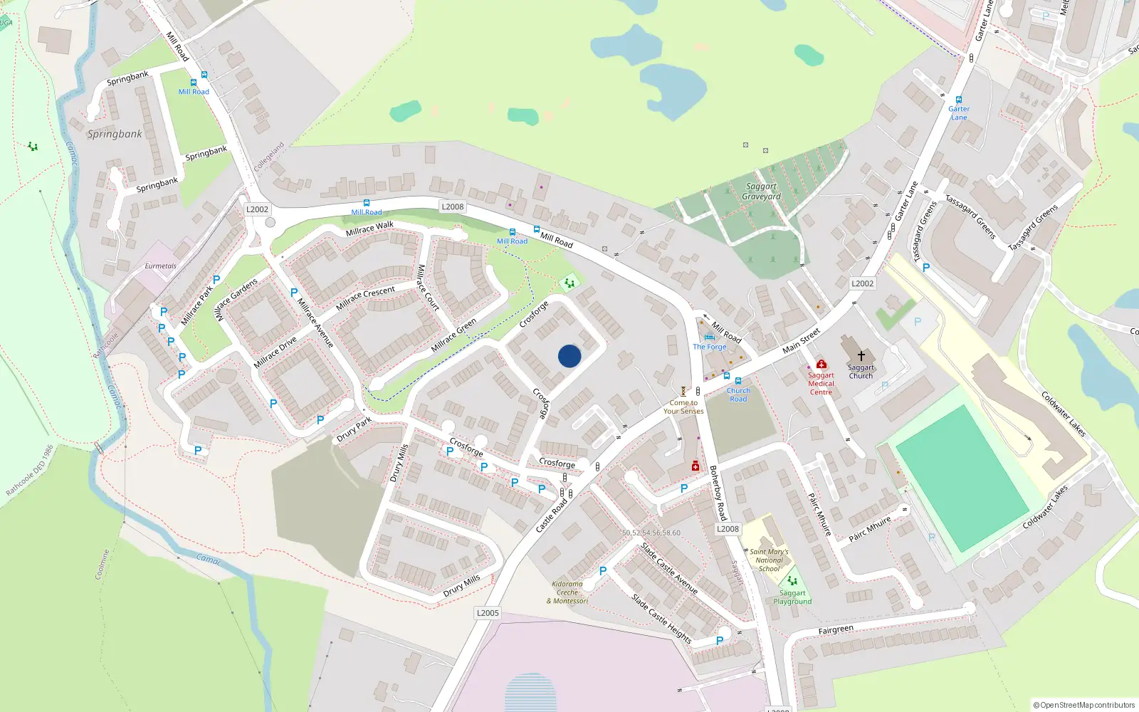 Overhead map showing the location of 51 Crosforge, Saggart
