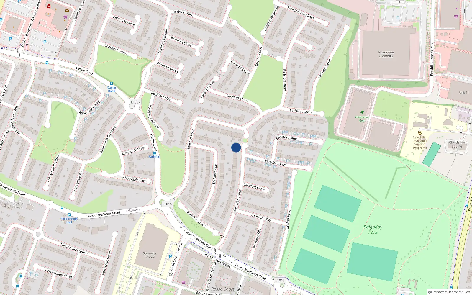 Overhead map showing the location of 51 Earlsfort Avenue, Lucan, Dublin