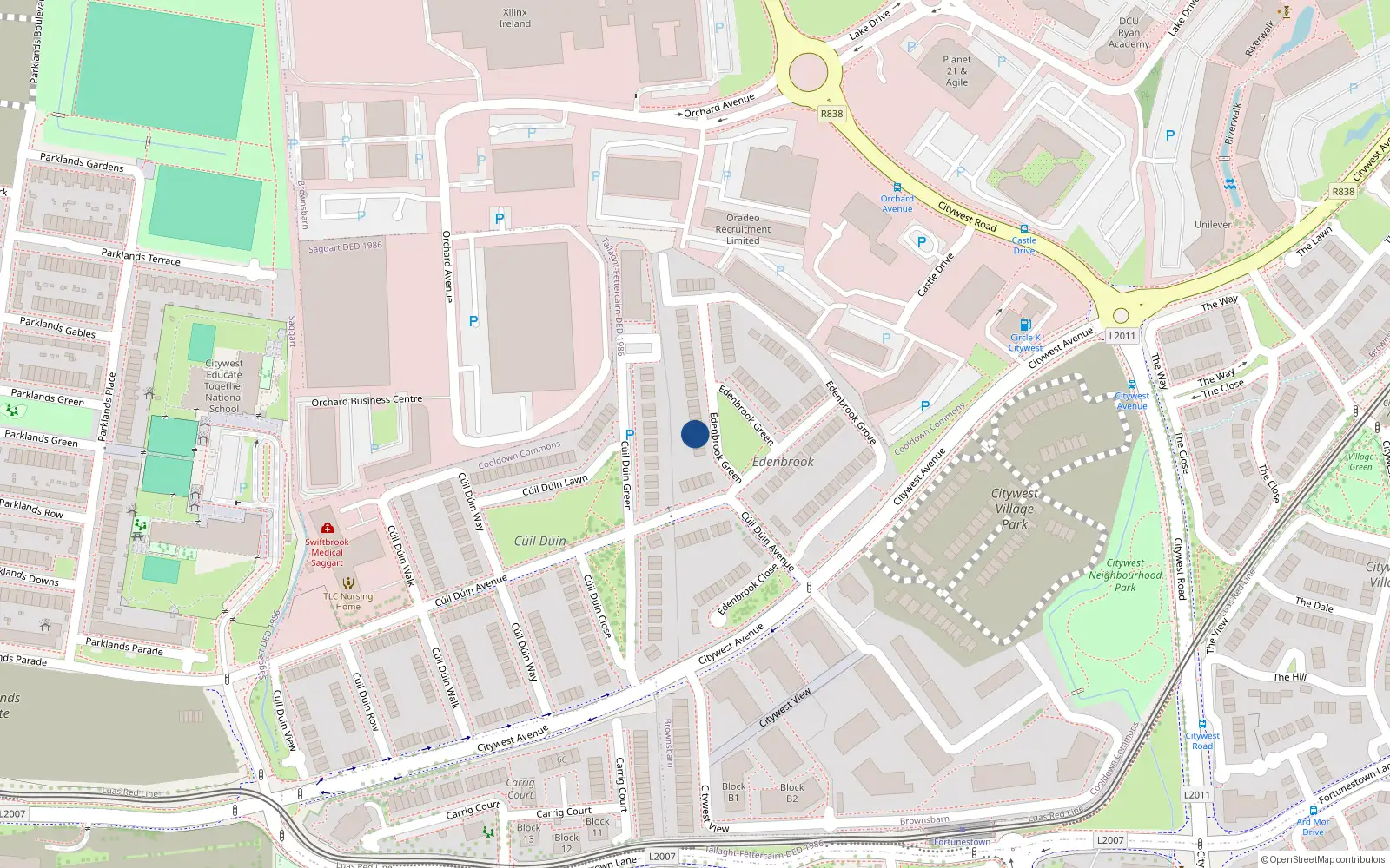 Overhead map showing the location of 51 Edenbrook Green, County Dublin