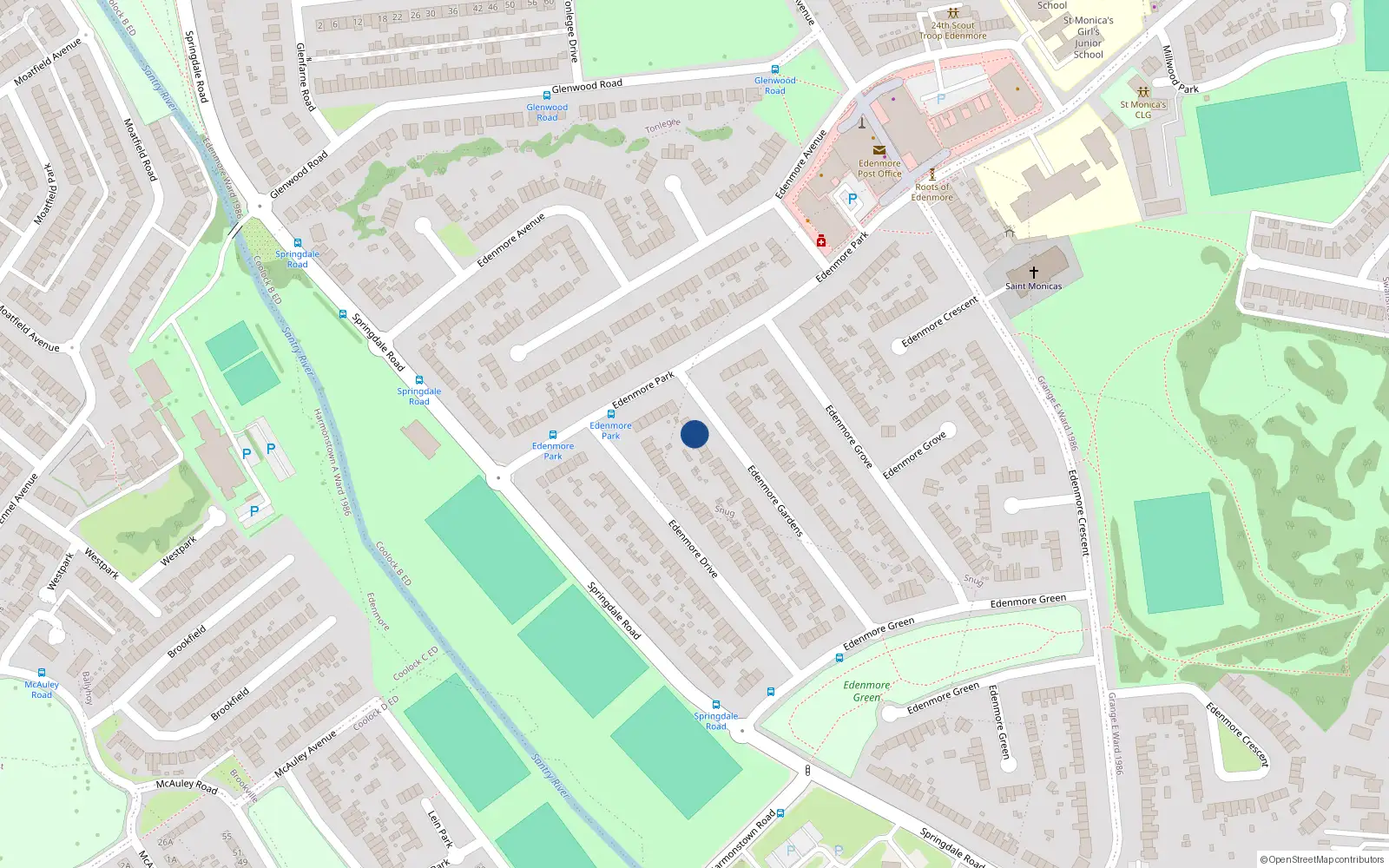 Overhead map showing the location of 51 Edenmore Gardens, Dublin 5