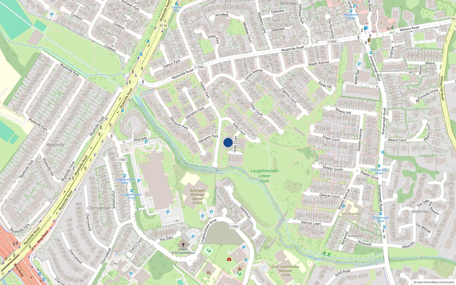 Overhead map showing the location of 51 Glenavon Park, Ballybrack