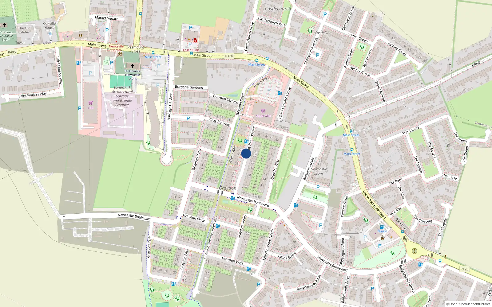 Overhead map showing the location of 51 Graydon Crescent, Newcastle South