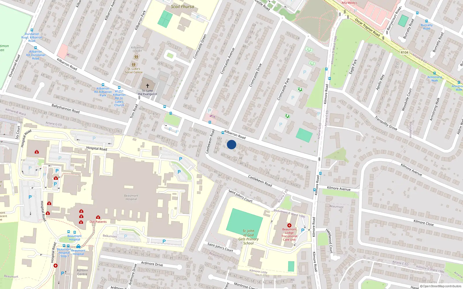 Overhead map showing the location of 51 Kilbarron Road, Coolock, Dublin 5