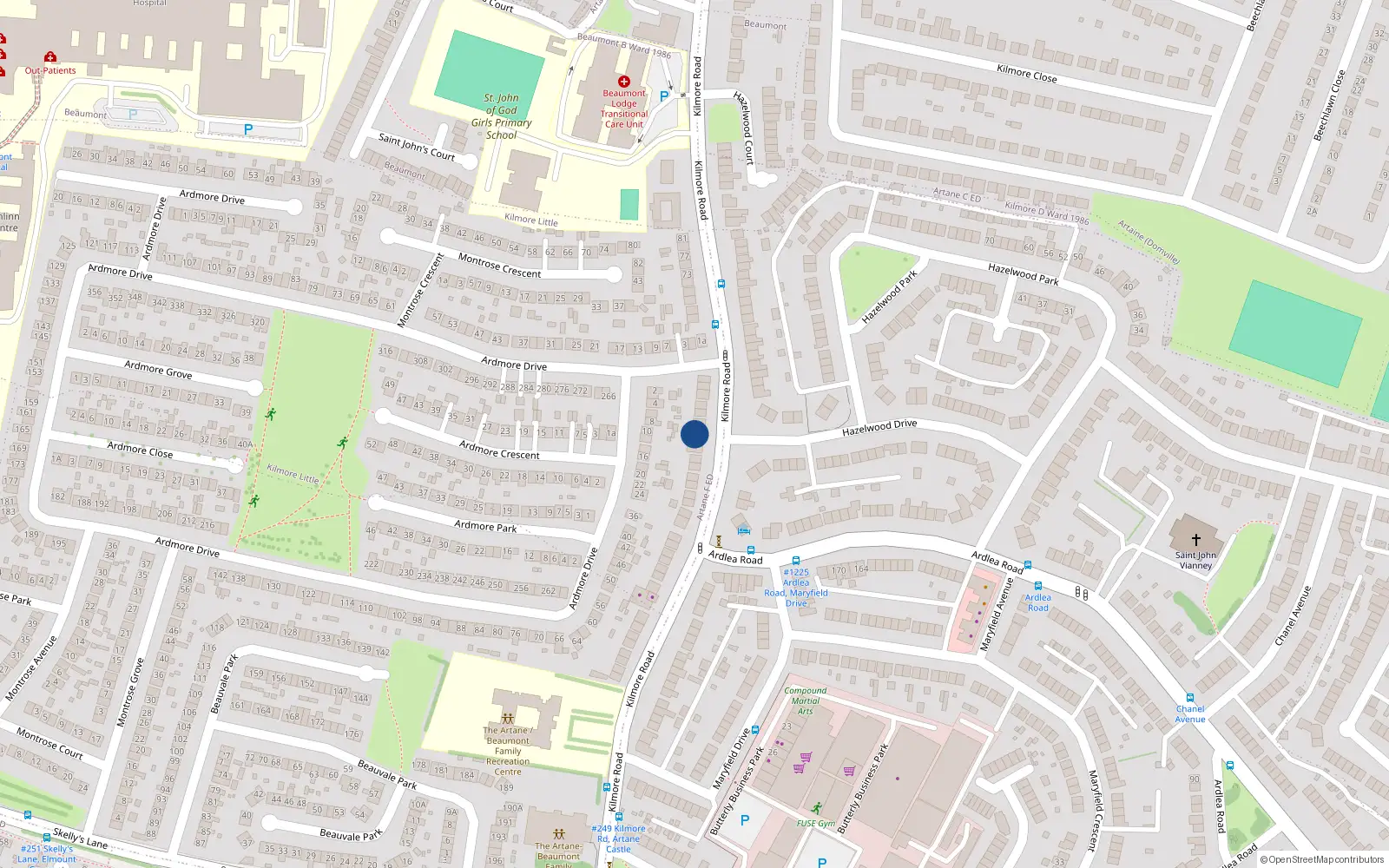Overhead map showing the location of 51 Kilmore Road, Dublin 5