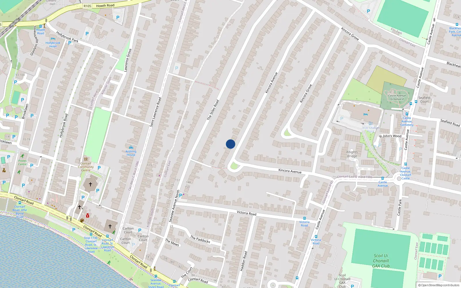 Overhead map showing the location of 51 Kincora Avenue, Dublin 3