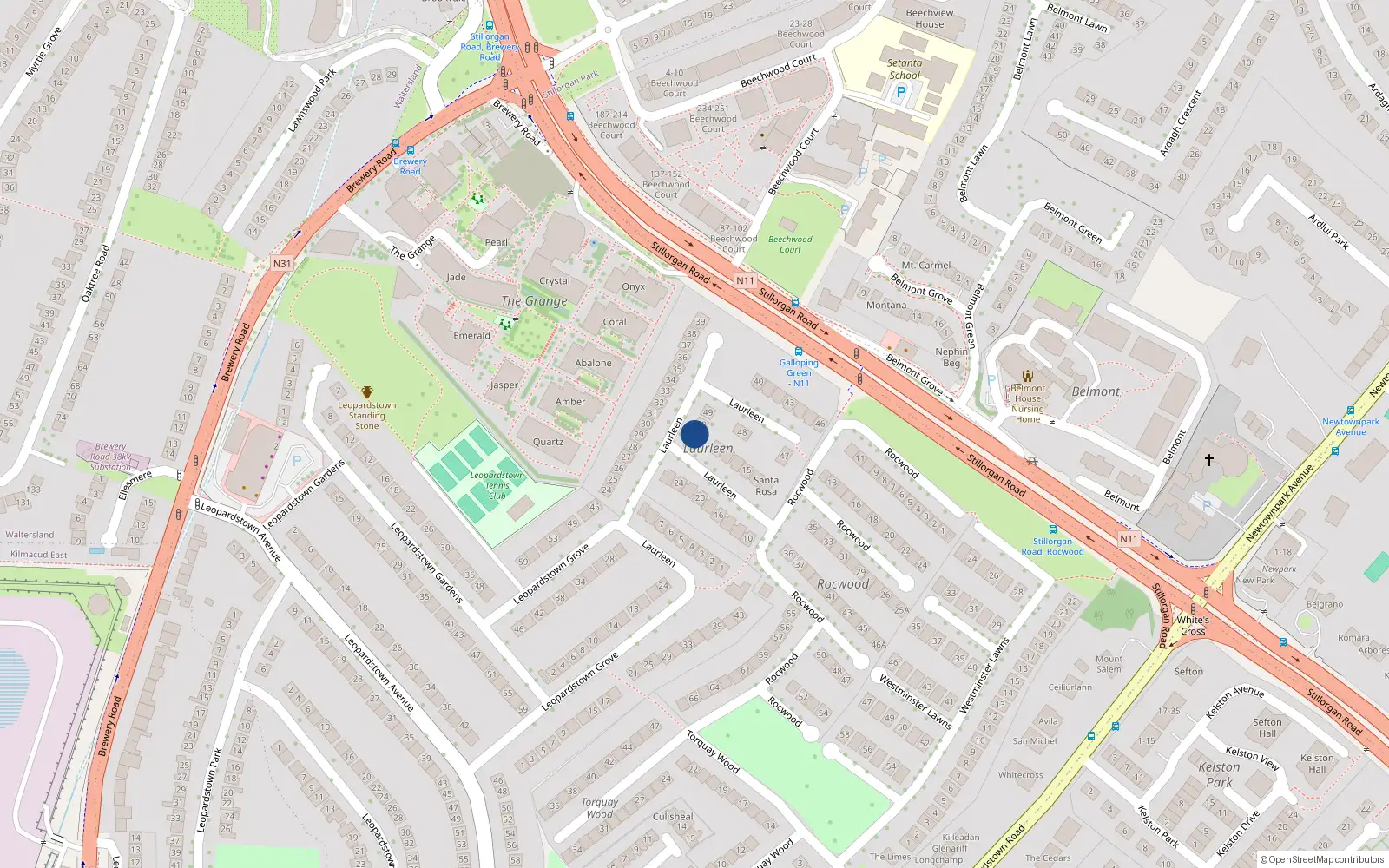 Overhead map showing the location of 51 Laurleen, Dublin