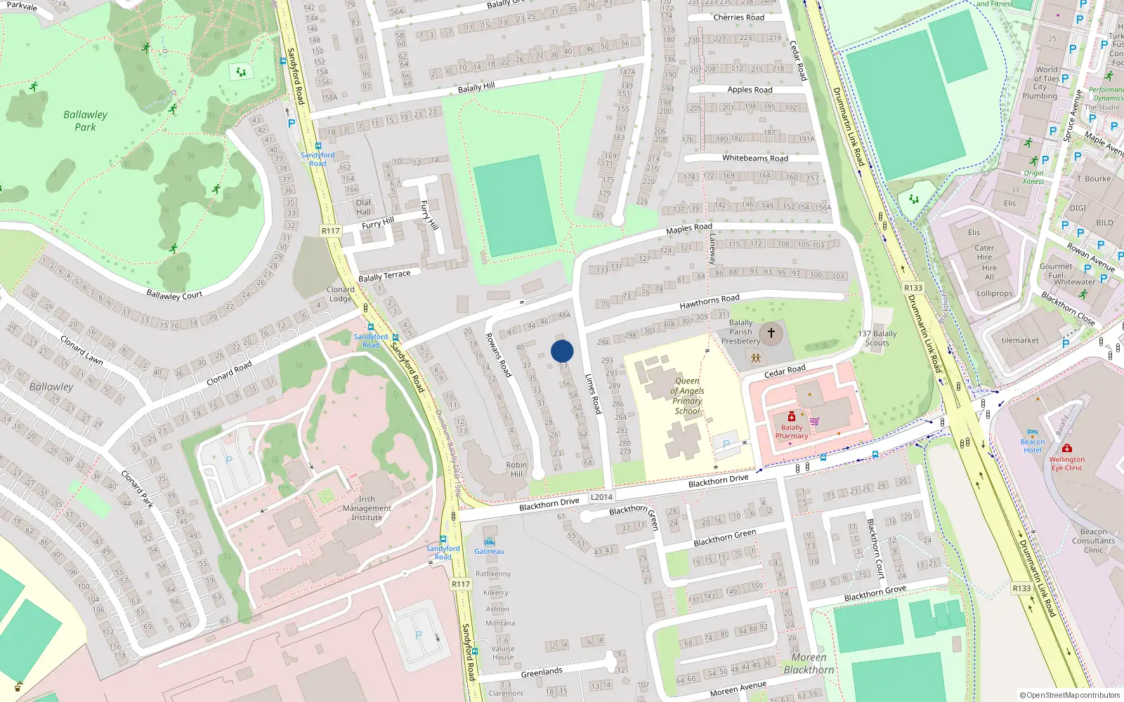 Overhead map showing the location of 51 Limes Road, Wedgewood