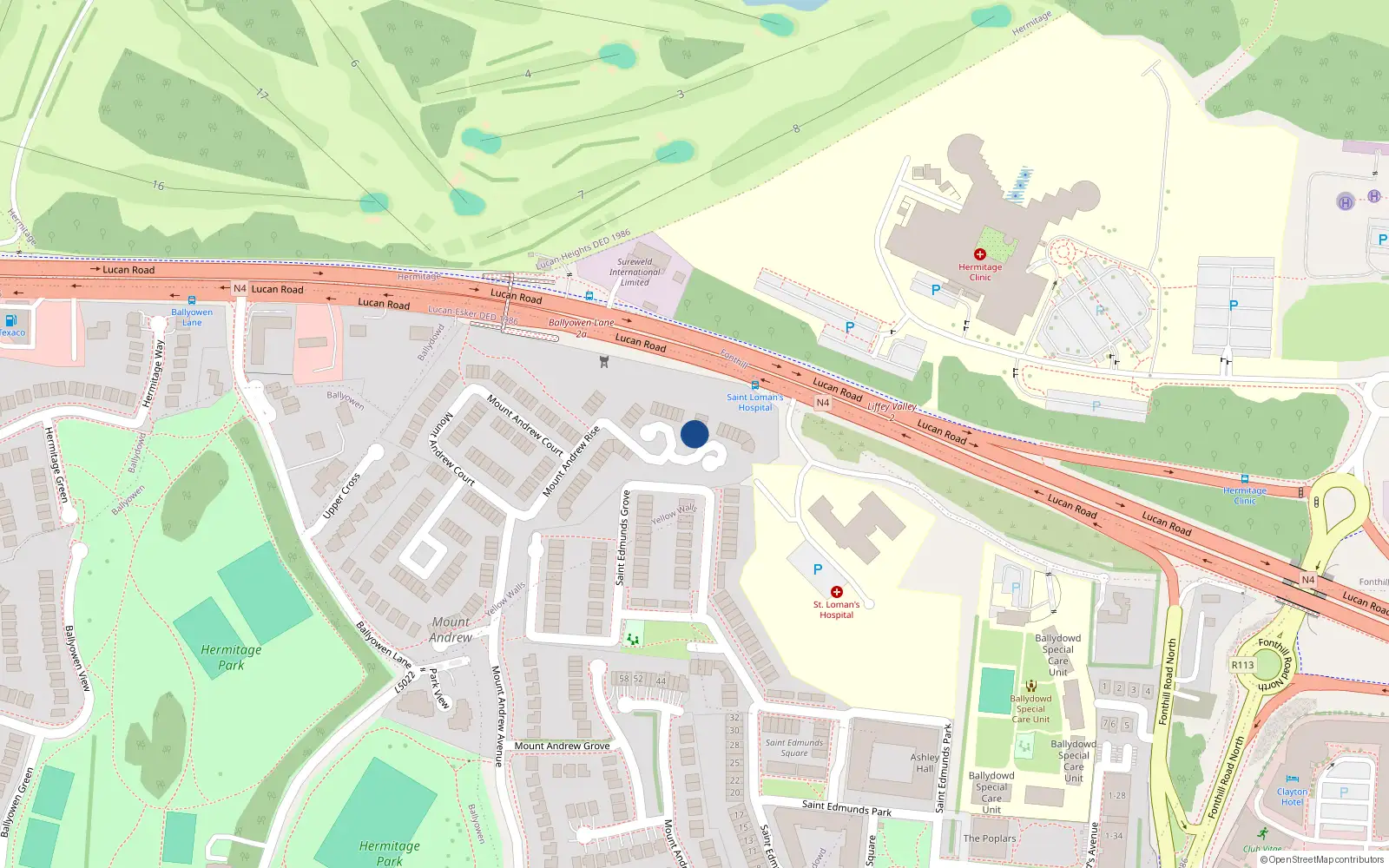 Overhead map showing the location of 51 Mount Andrew Rise, Lucan, Dublin