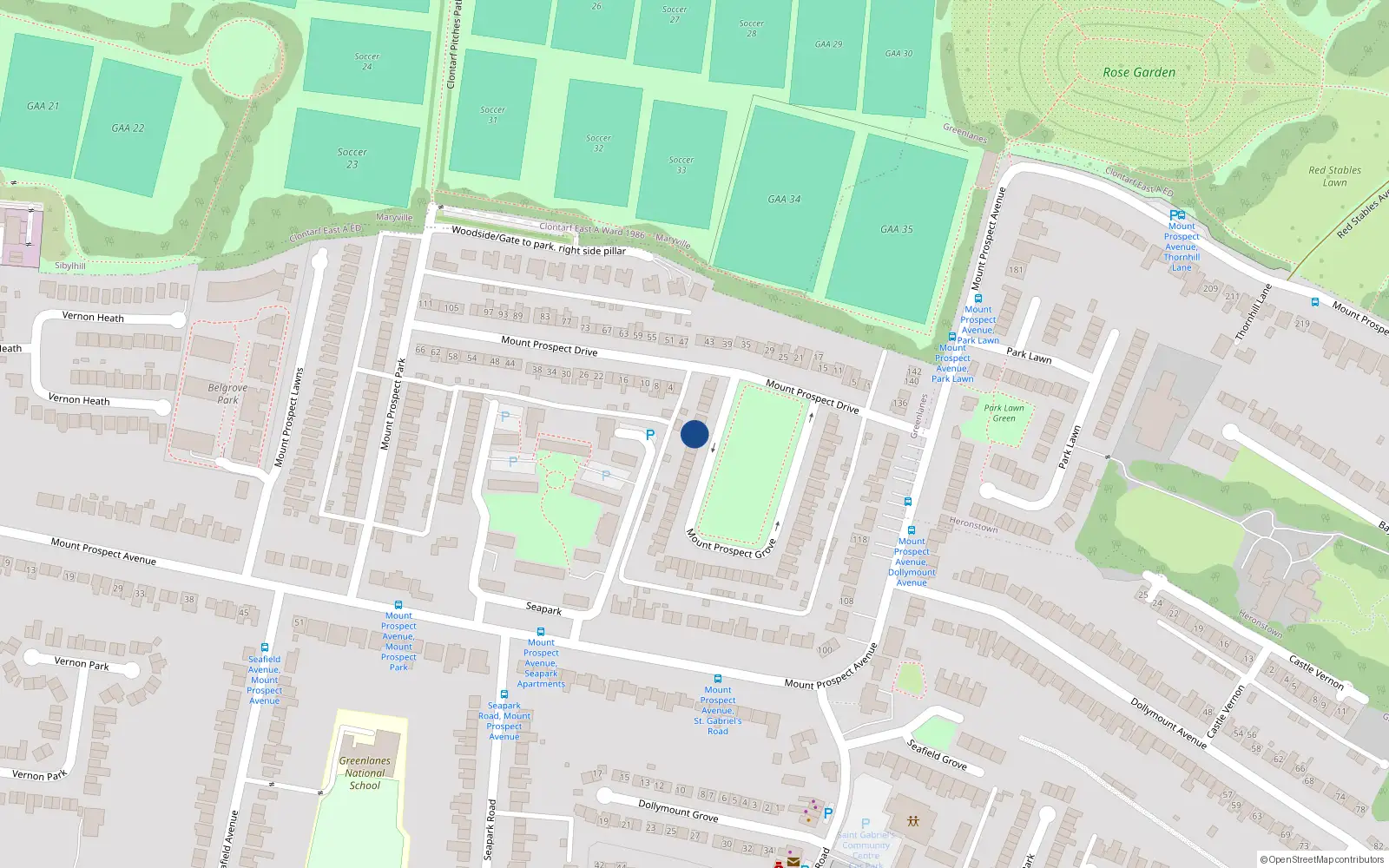 Overhead map showing the location of 51 Mount Prospect Grove, Dublin 3
