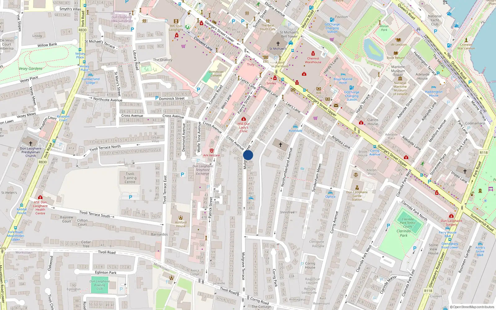 Overhead map showing the location of 51 Mulgrave Street, Dublin
