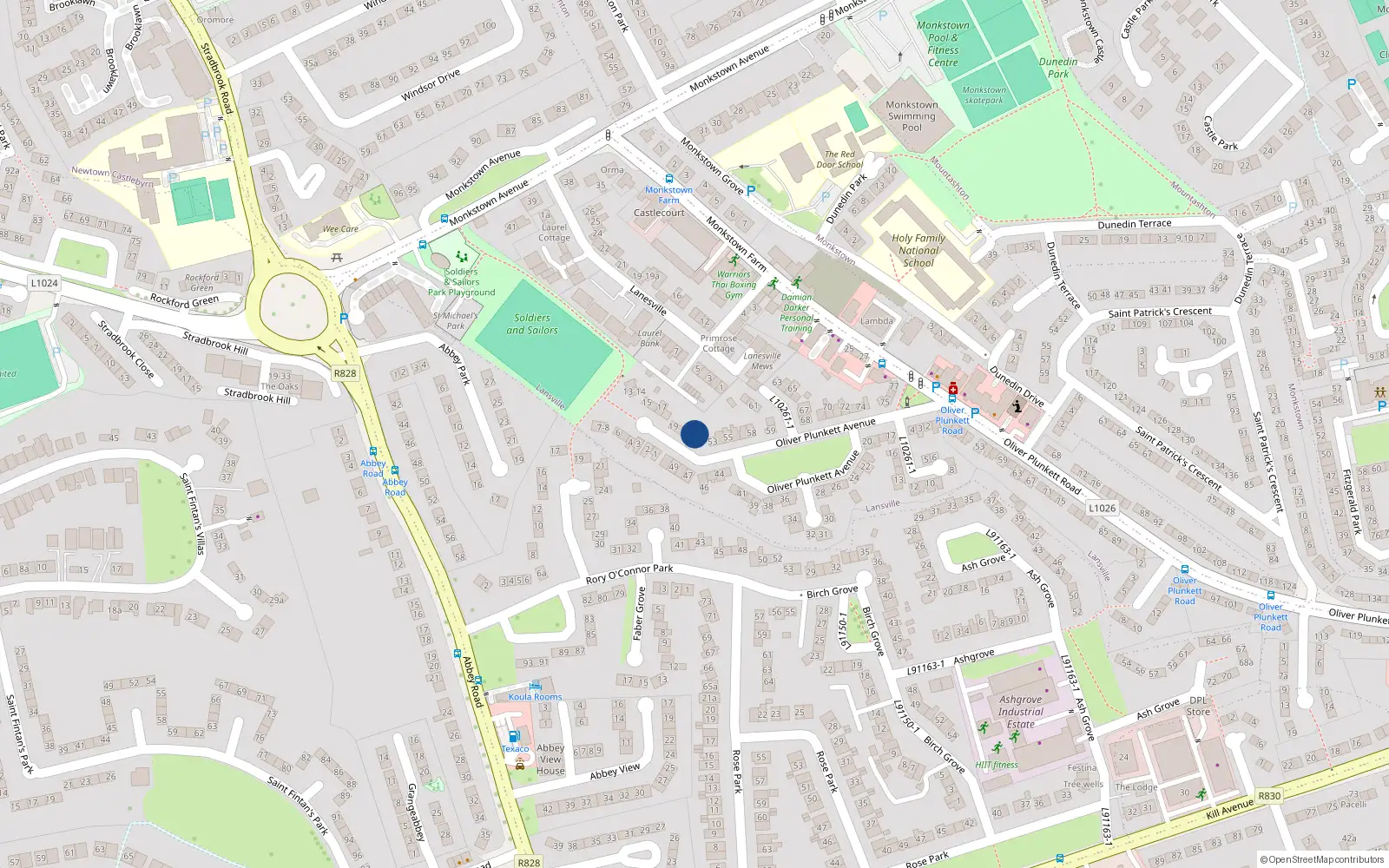 Overhead map showing the location of 51 Oliver Plunkett Avenue, Dublin