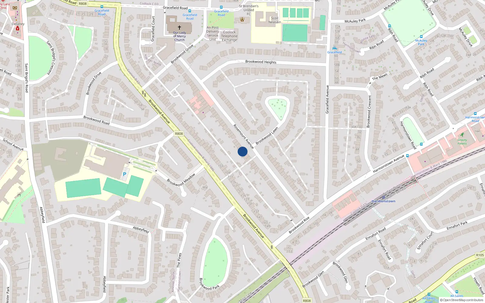 Overhead map showing the location of 51 Rosemount Avenue, Artane, Dublin 5