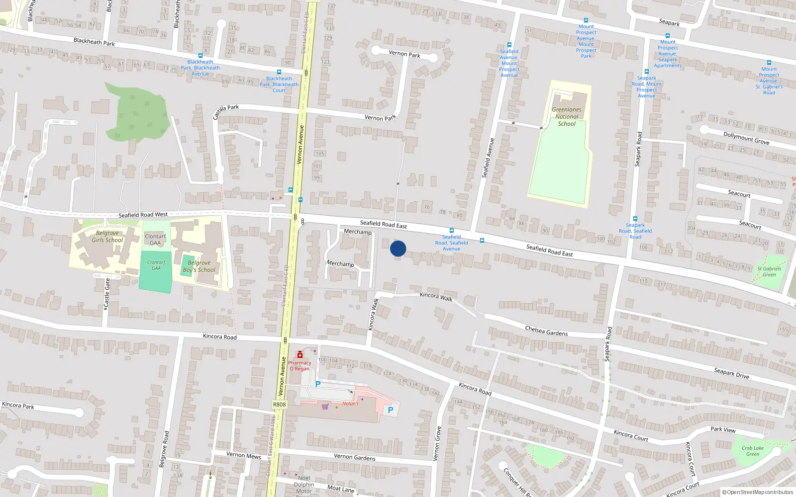 Overhead map showing the location of 51 Seafield Road East, Dublin 3