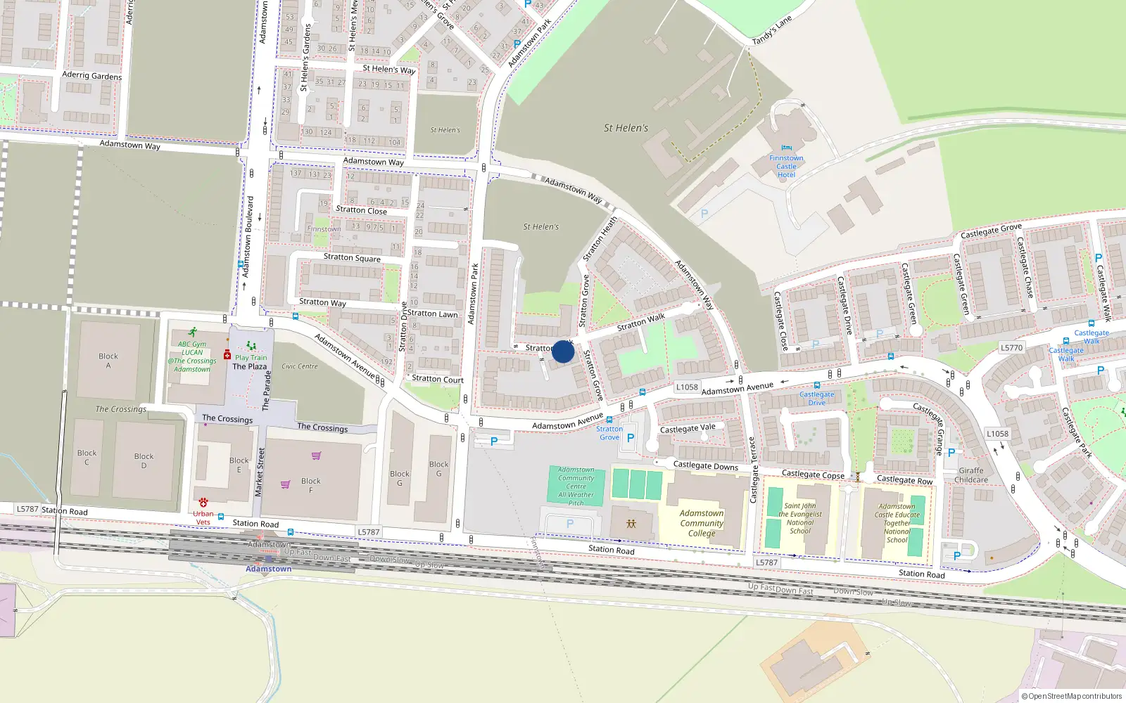 Overhead map showing the location of 51 Stratton Grove, Lucan