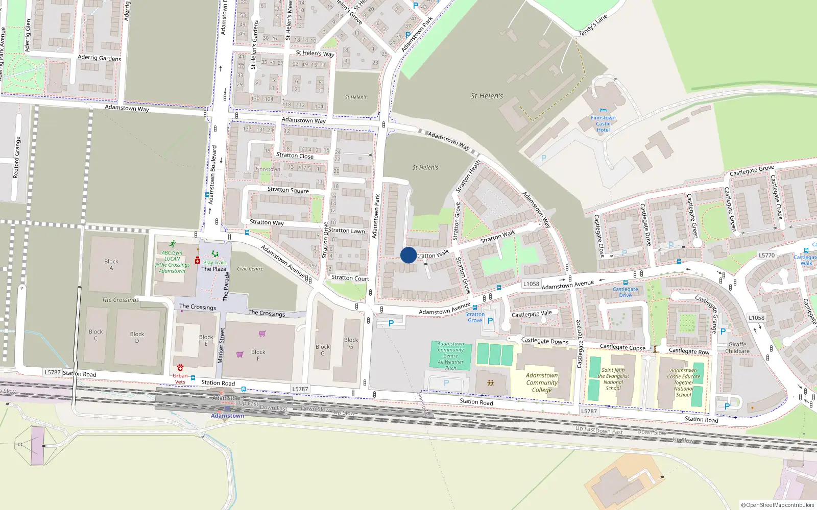 Overhead map showing the location of 51 Stratton Walk, Lucan
