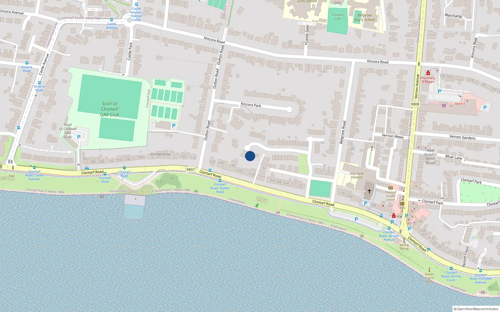 Overhead map showing the location of 51 Summerville, Clontarf, Dublin 3