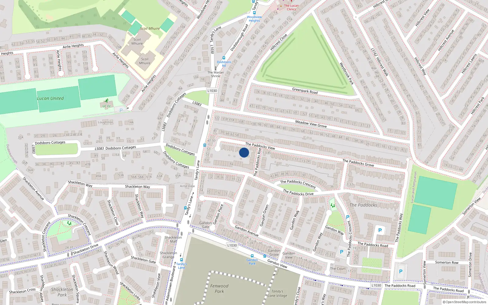 Overhead map showing the location of 51 The Paddocks View, Lucan