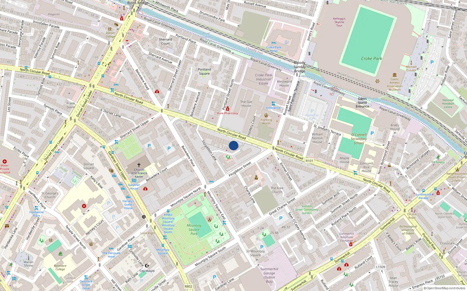 Overhead map showing the location of 510 North Circular Road, Dublin 1, Dublin