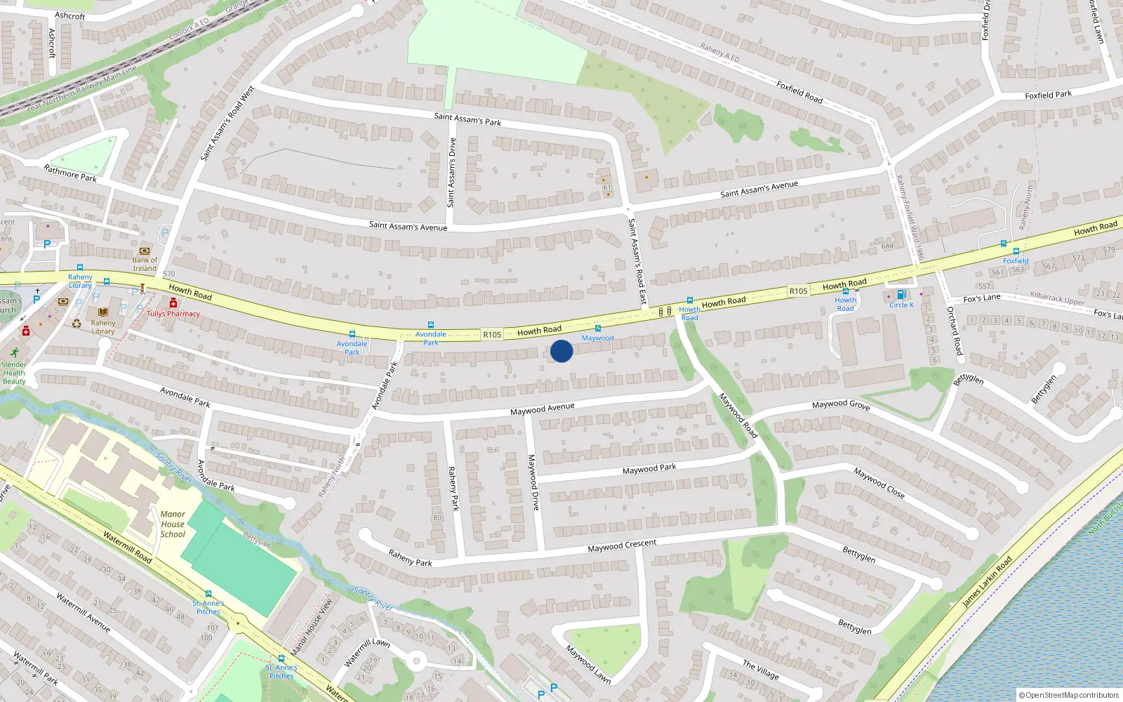 Overhead map showing the location of 511 Howth Road, Raheny, Dublin 5