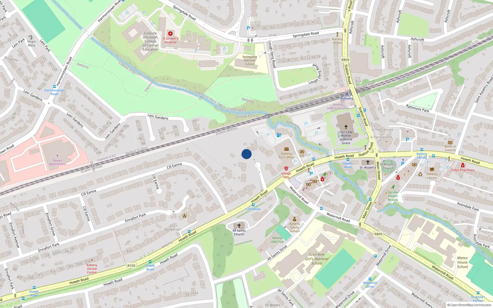 Overhead map showing the location of 512 Howth Road, Dublin 5