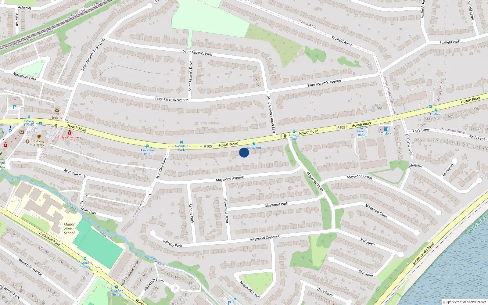 Overhead map showing the location of 513 Howth Road, Dublin 5
