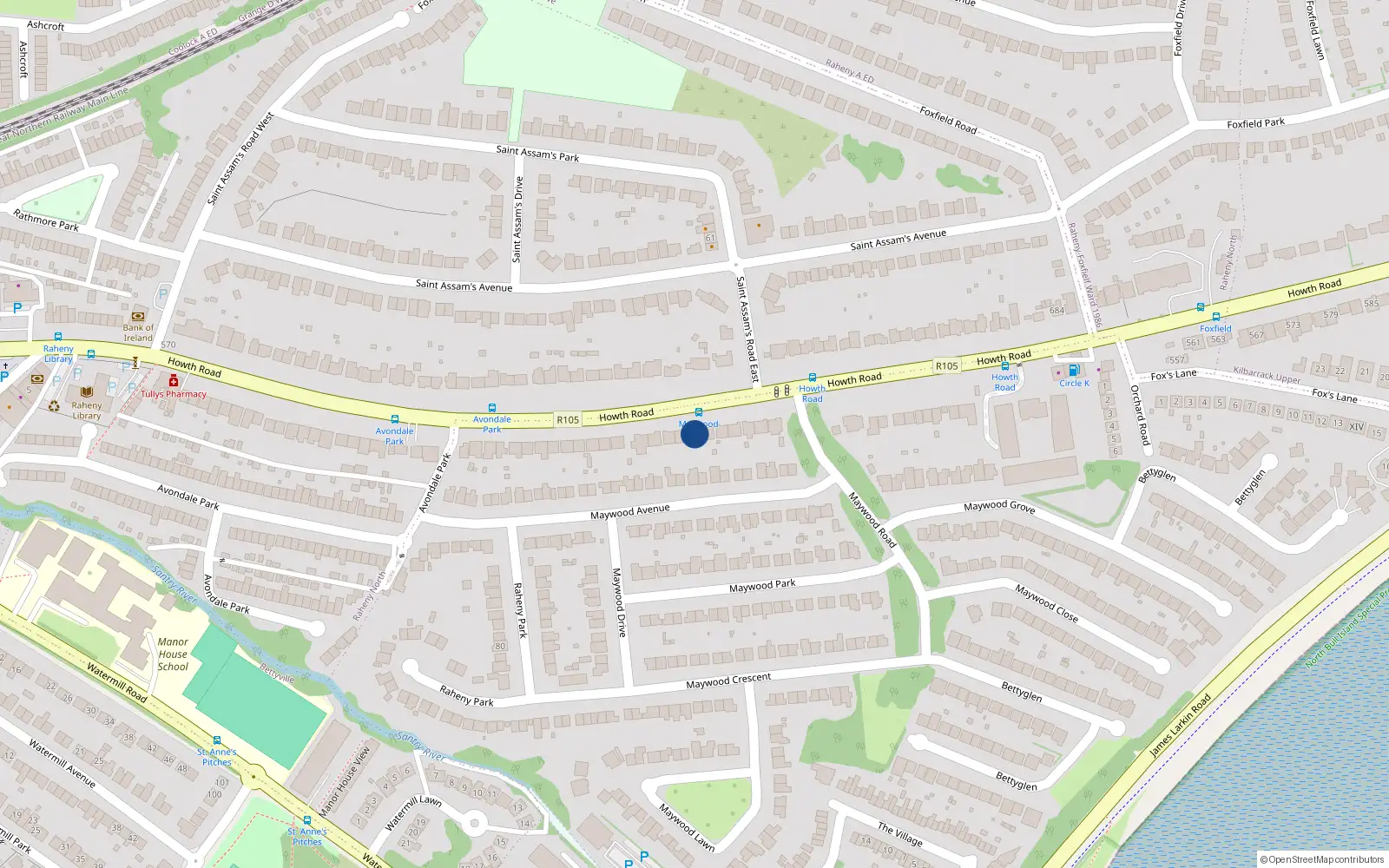 Overhead map showing the location of 517 Howth Road, Dublin 5