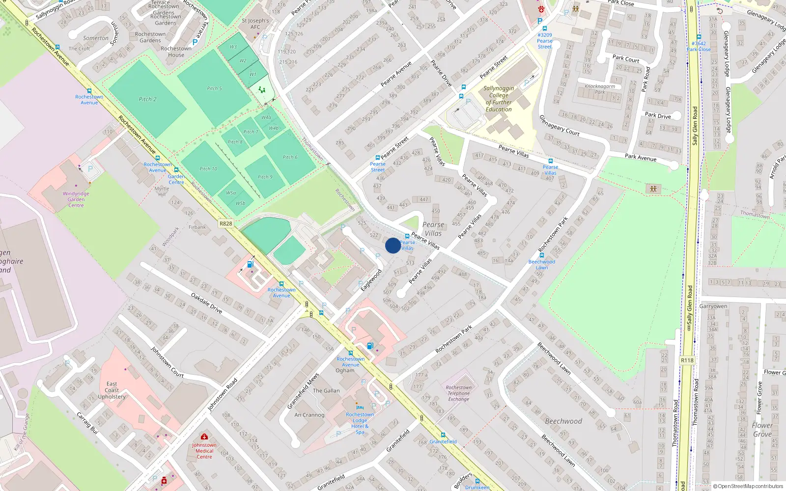 Overhead map showing the location of 518 Pearse Villas, Sallynoggin