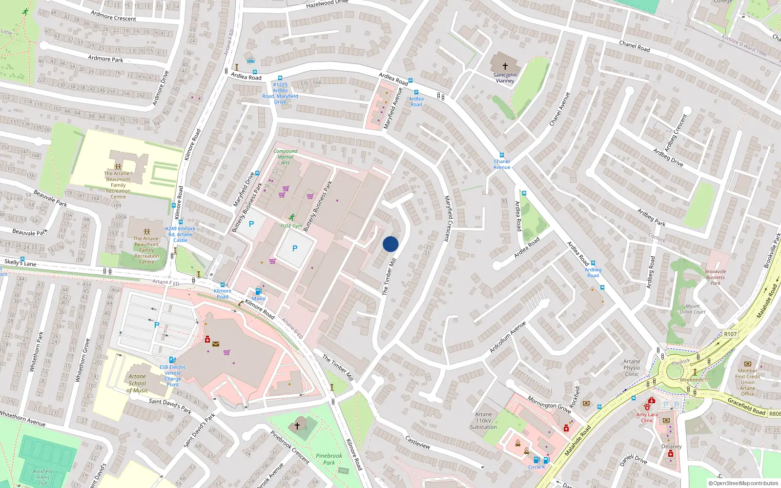 Overhead map showing the location of 51the Timber Mill, Artane, Dublin 3