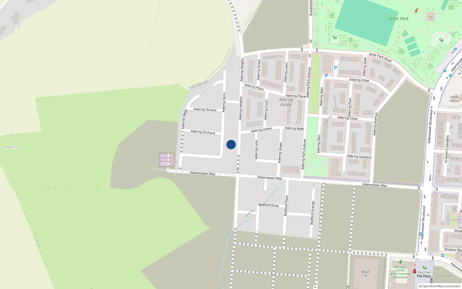 Overhead map showing the location of 52 Aderrig Heights, Lucan