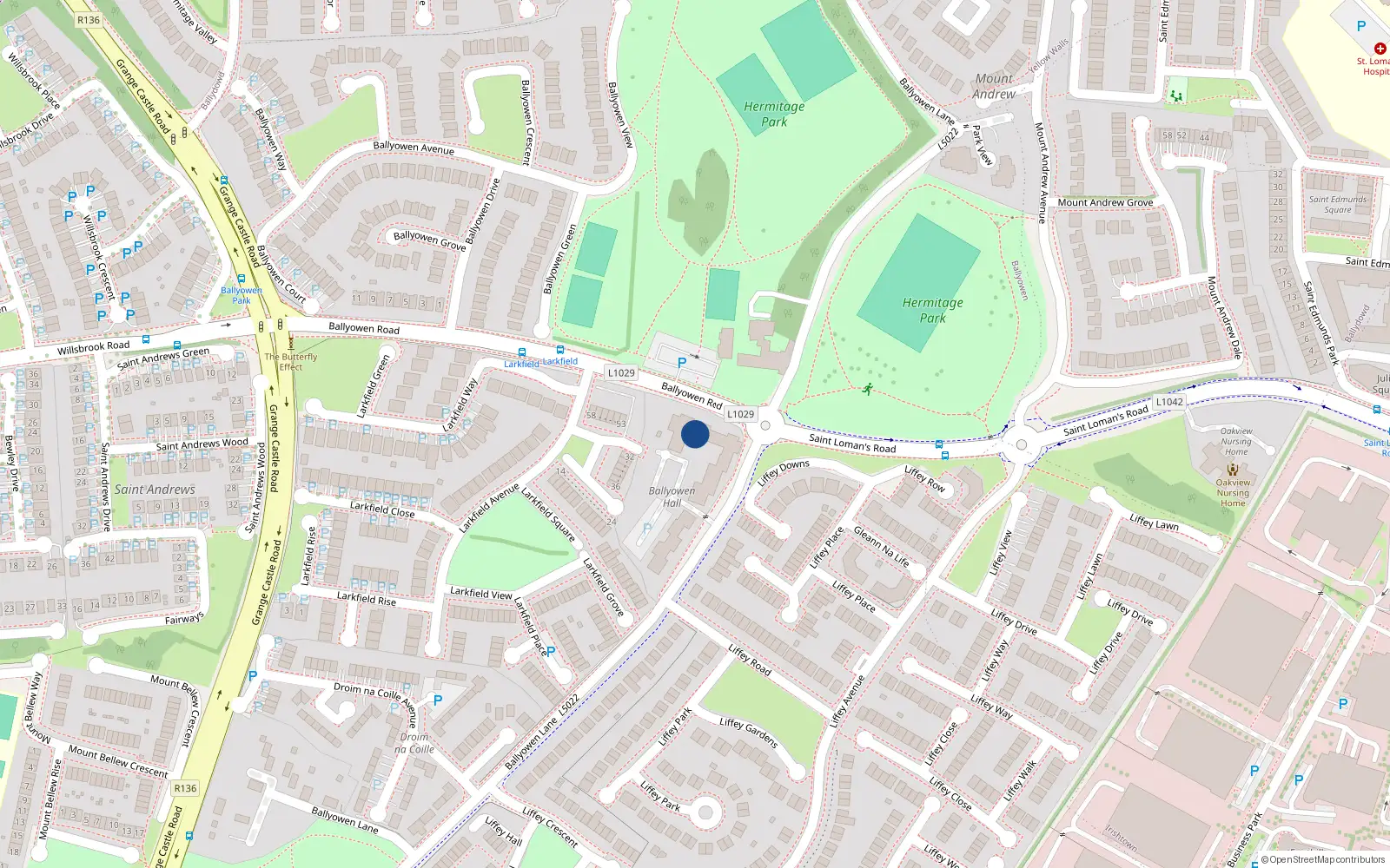 Overhead map showing the location of 52 Ballyowen Hall, Ballyowen, Lucan