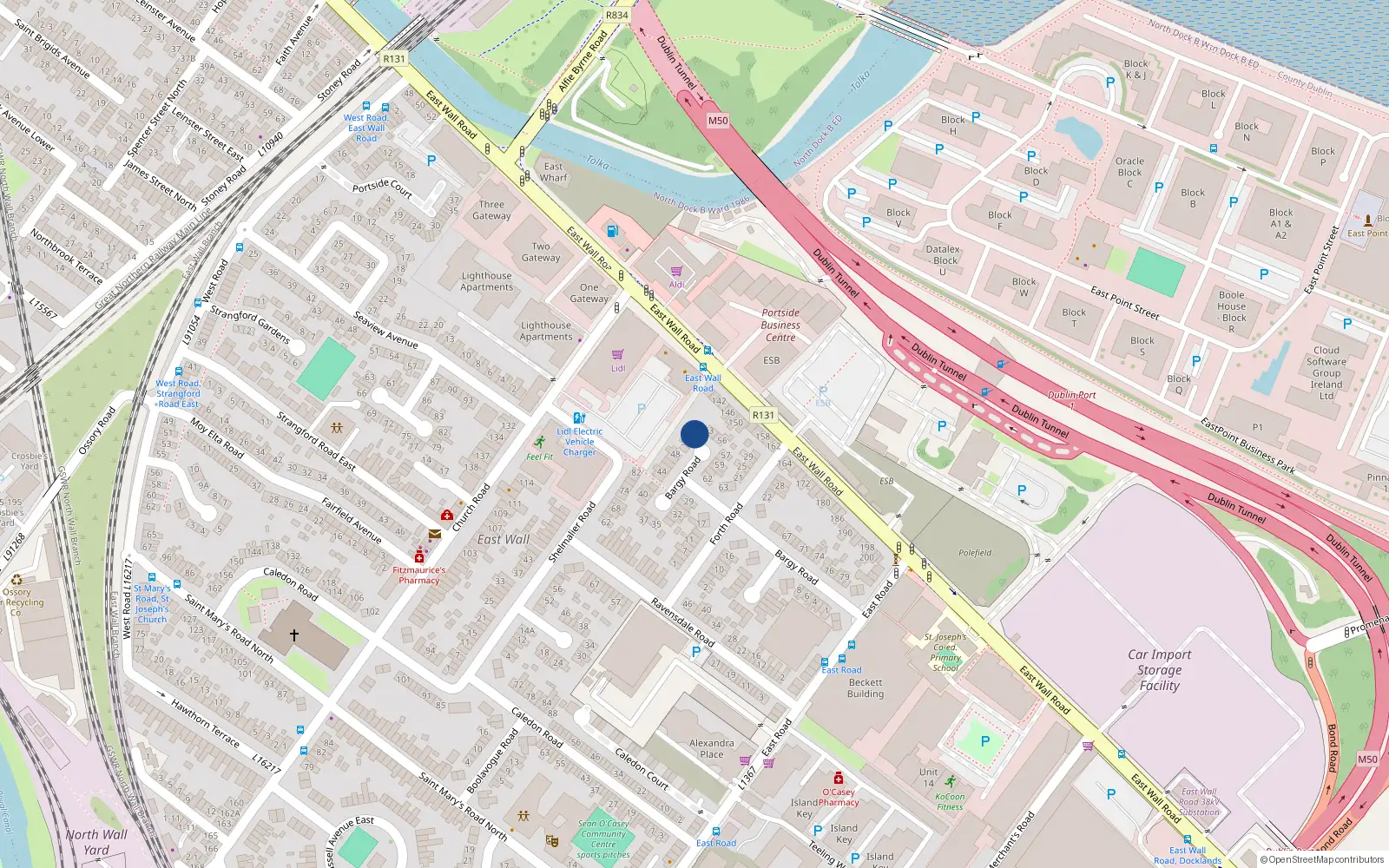 Overhead map showing the location of 52 Bargy Road, Dublin 3