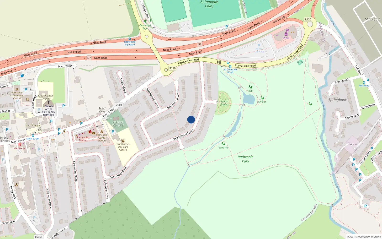 Overhead map showing the location of 52 Beechwood Lawns, Rathcoole