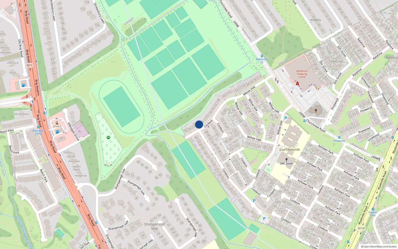 Overhead map showing the location of 52 Coolevin, Dublin