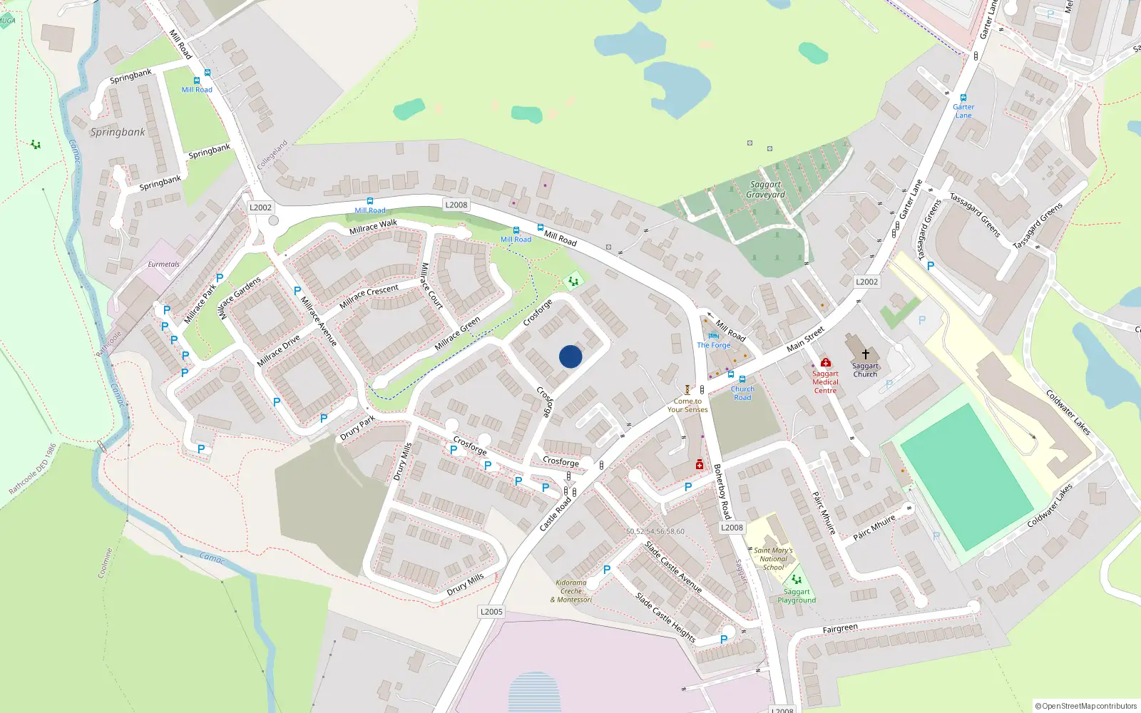 Overhead map showing the location of 52 Crosforge, Saggart