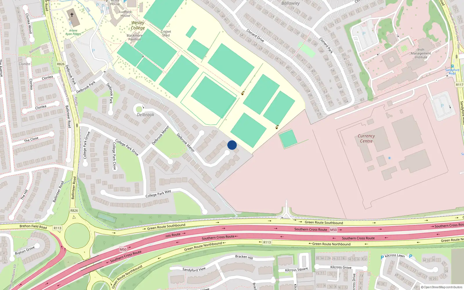 Overhead map showing the location of 52, 52 Delbrook Manor, Dublin 16