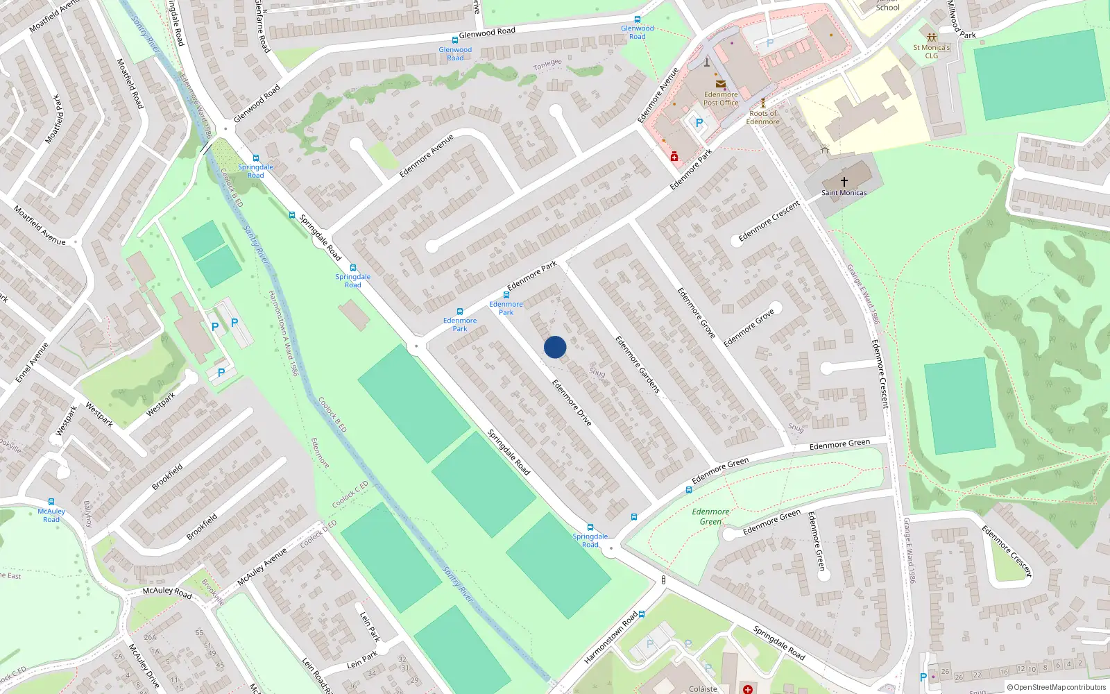 Overhead map showing the location of 52 Edenmore Drive, Dublin 5