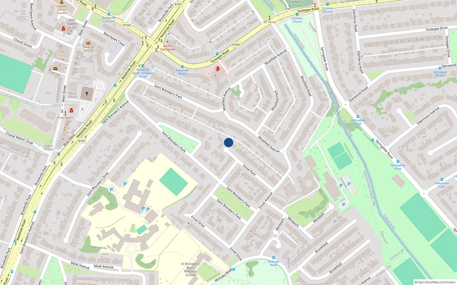 Overhead map showing the location of 52 Ennel Park, Coolock, Dublin 5