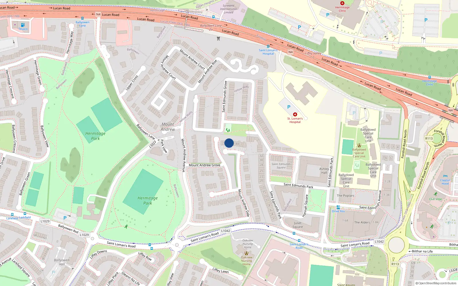 Overhead map showing the location of 52 Mount Andrew Dale, Lucan