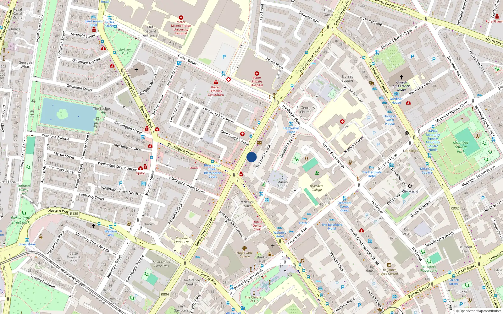 Overhead map showing the location of 52 Dorset Street Upper, Dublin 1
