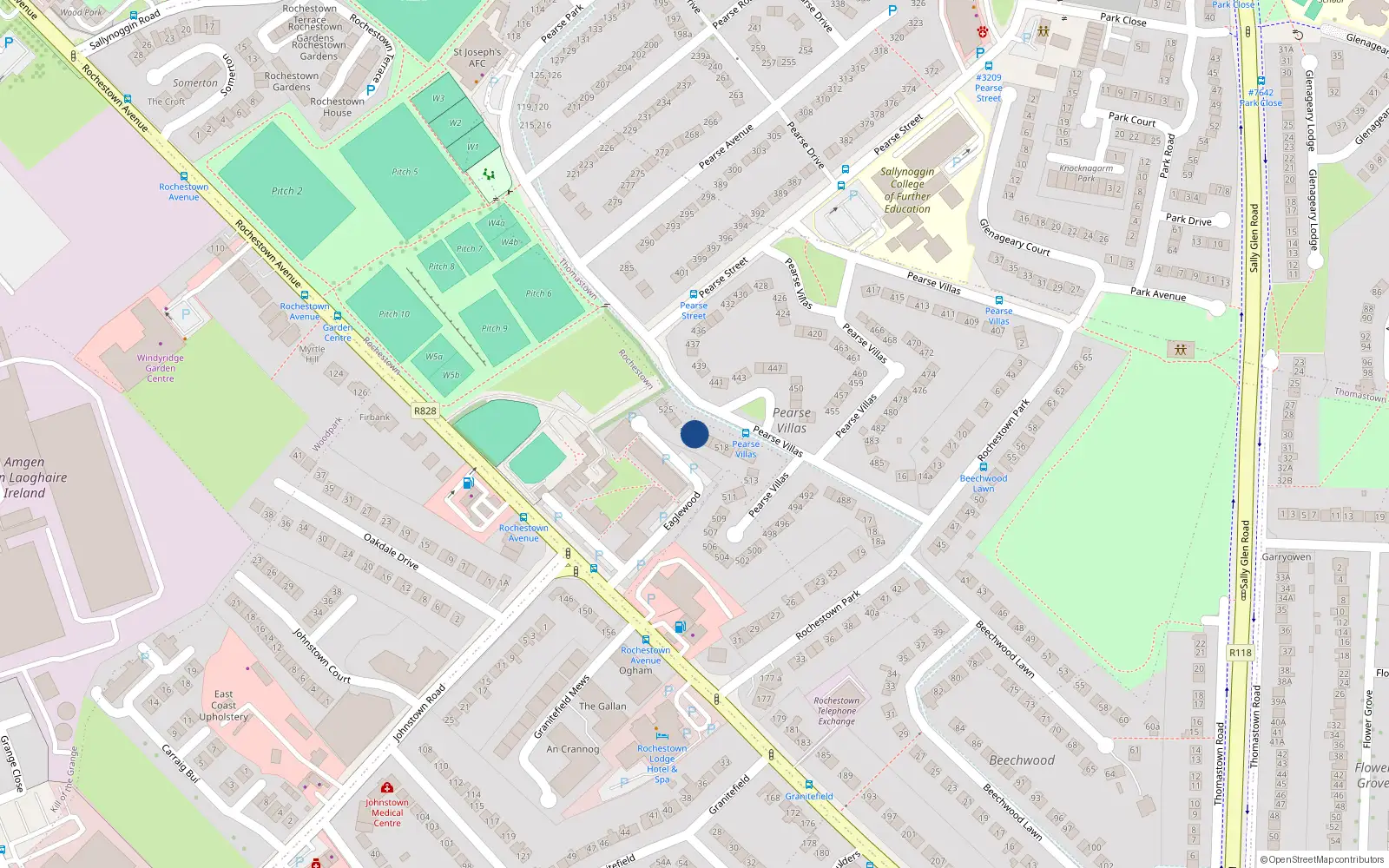 Overhead map showing the location of 522, 522 Pearse Villas, Sallynoggin