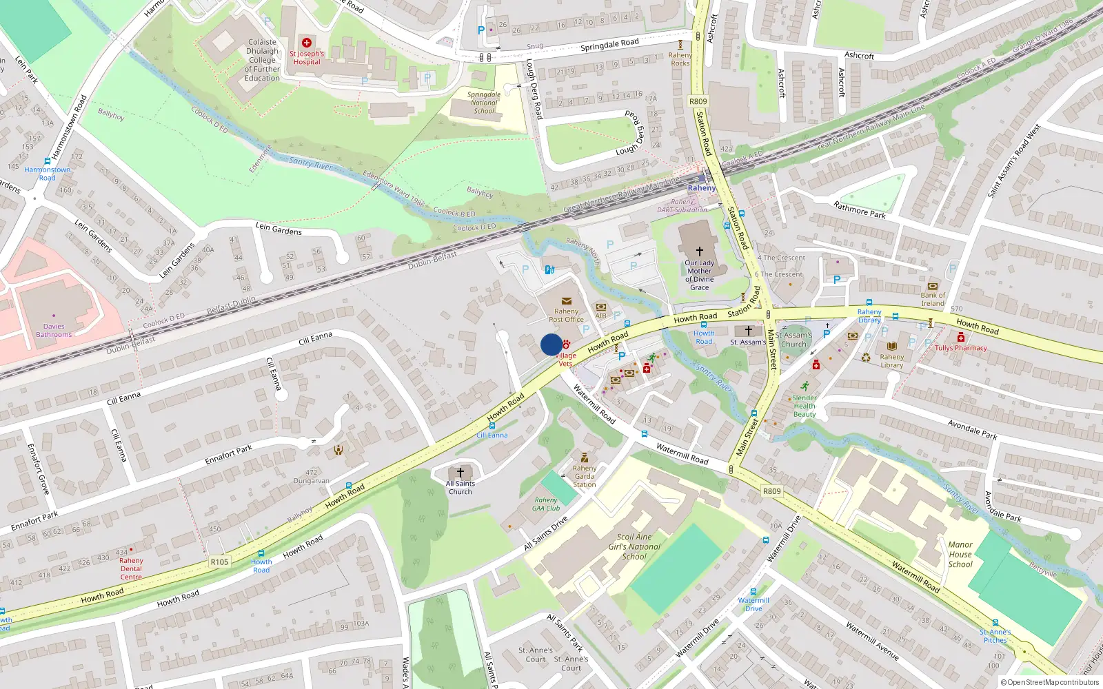 Overhead map showing the location of 524A Howth Road, Dublin 5