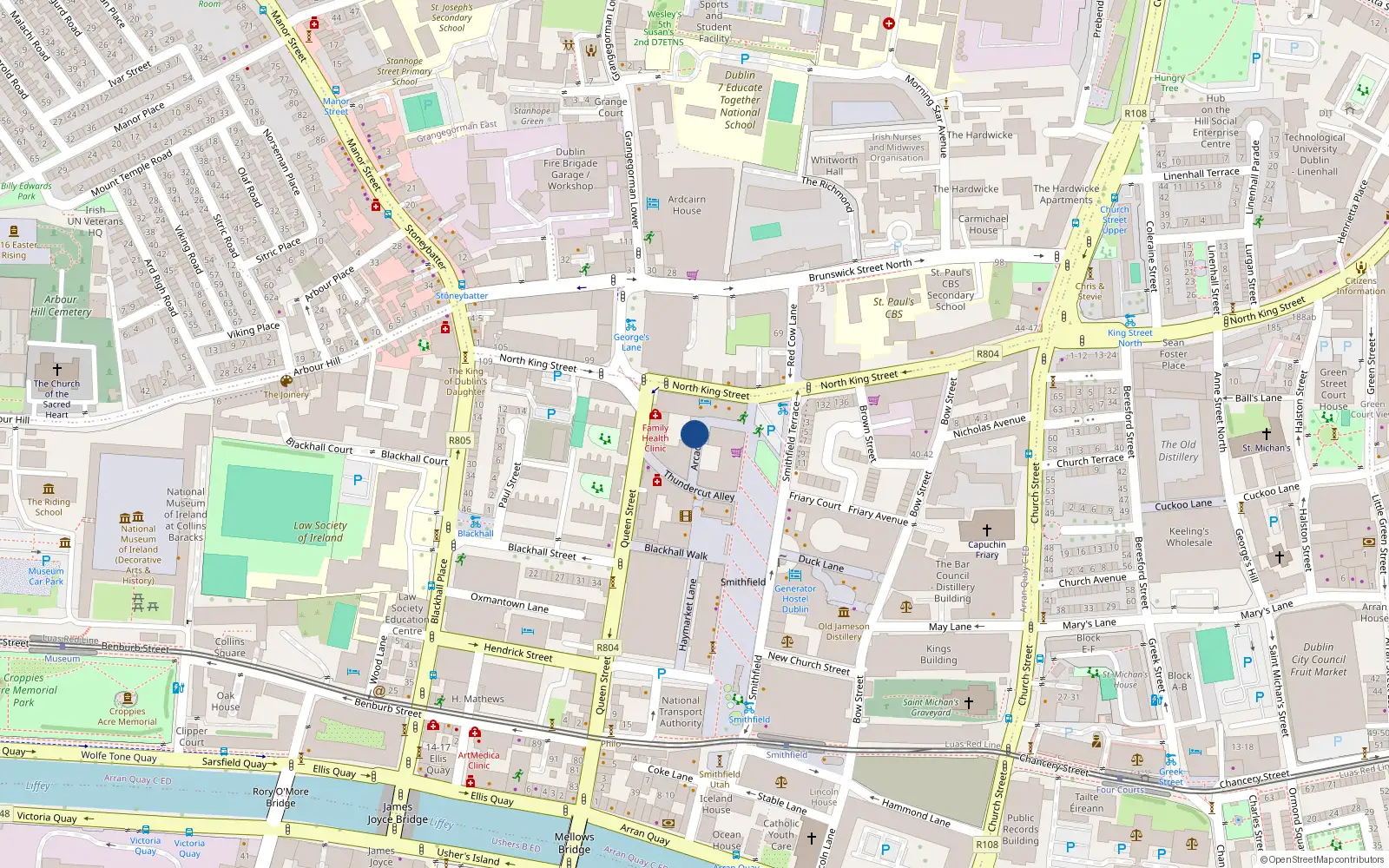 Overhead map showing the location of 52E Coopers Yard, Smithfield Market, Dublin 1