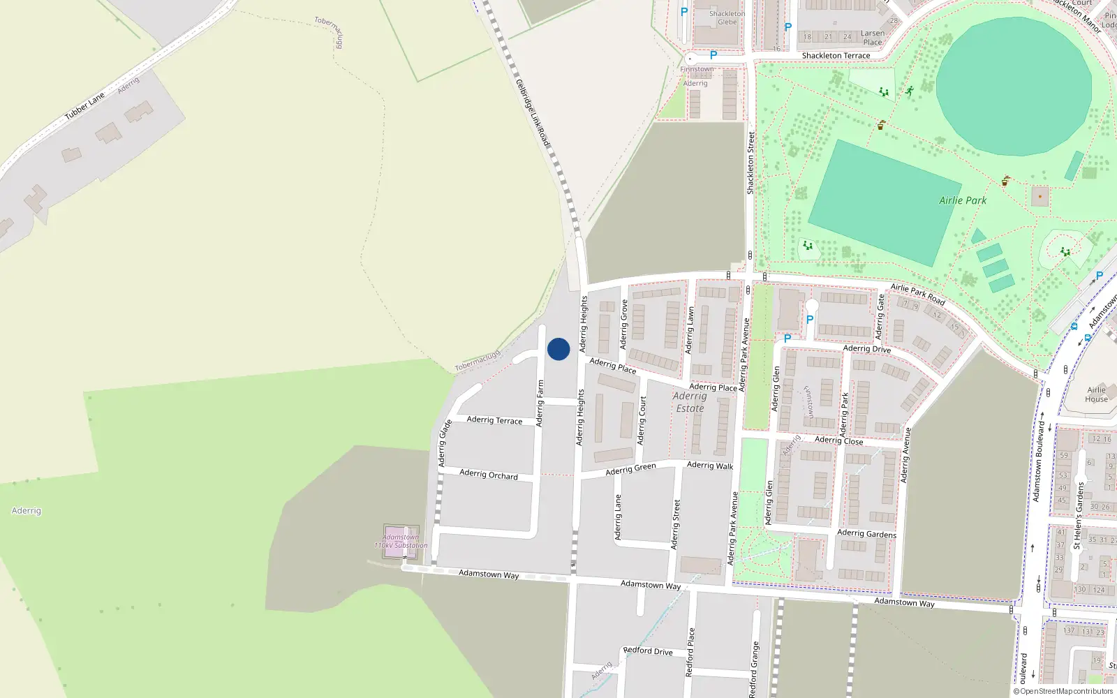 Overhead map showing the location of 53 Aderrig Farm, Lucan
