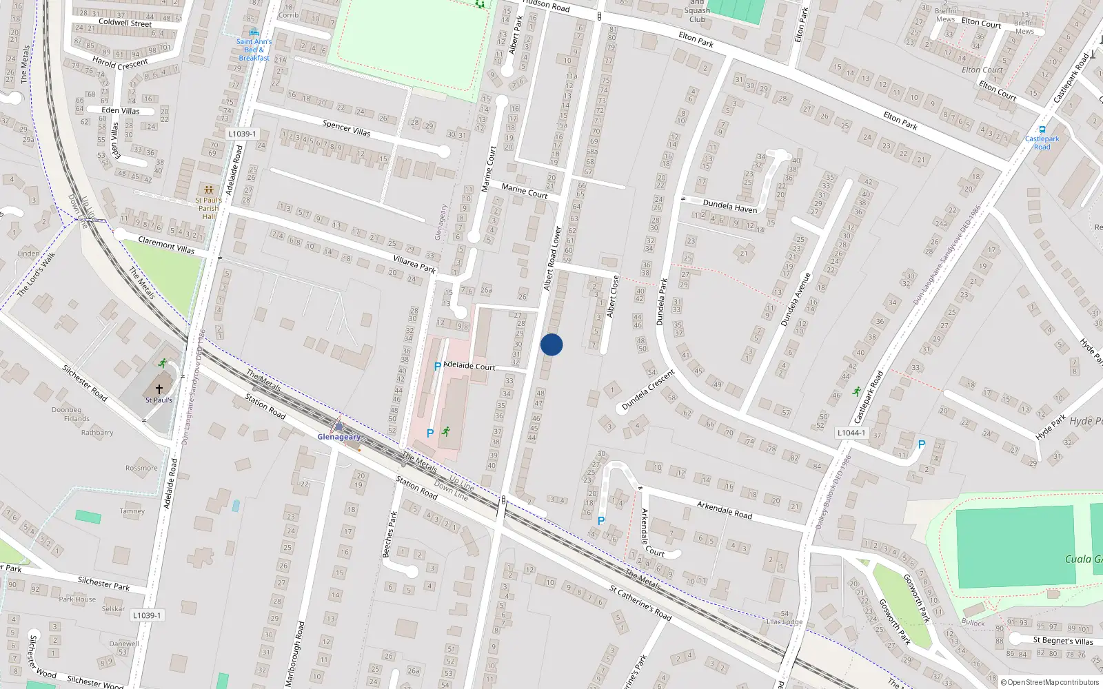 Overhead map showing the location of 53 Albert Road Lower, Dublin