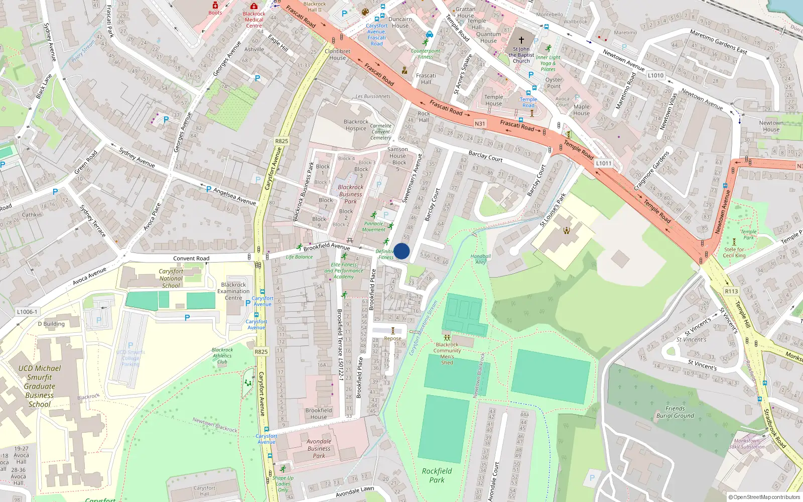 Overhead map showing the location of 53 Barclay Court, Blackrock