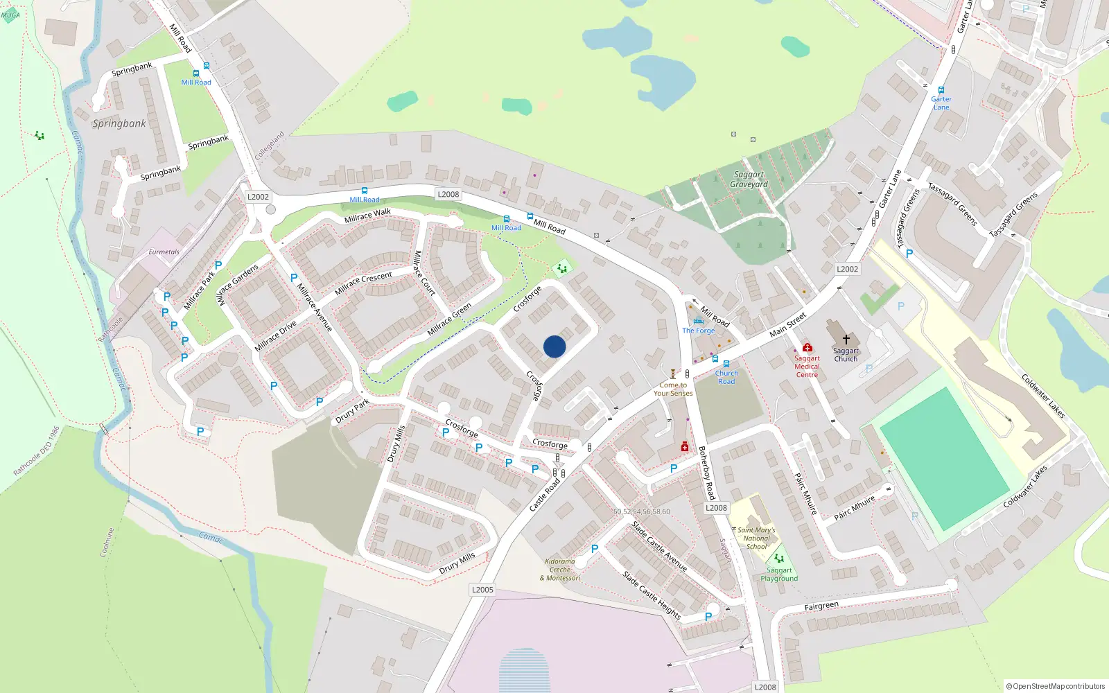 Overhead map showing the location of 53 Crosforge, Saggart