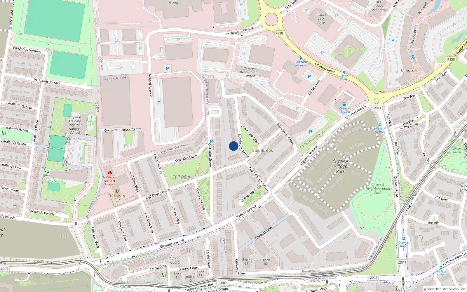 Overhead map showing the location of 53 Edenbrook Green, Cooldown Commons