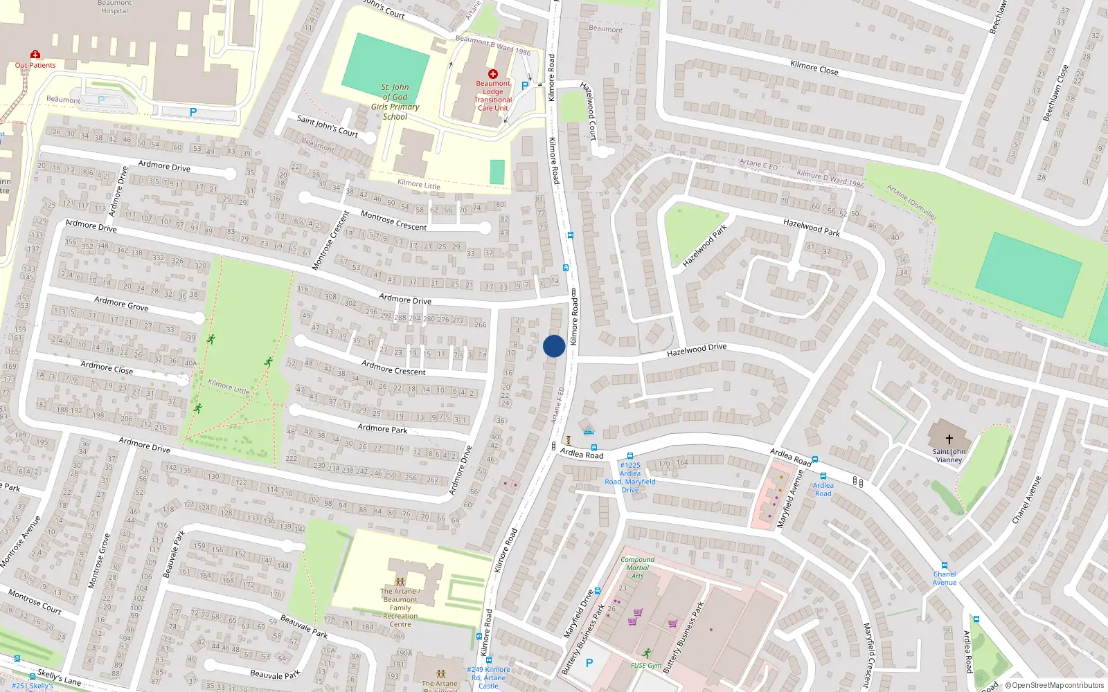 Overhead map showing the location of 53 Kilmore Road, Dublin 5