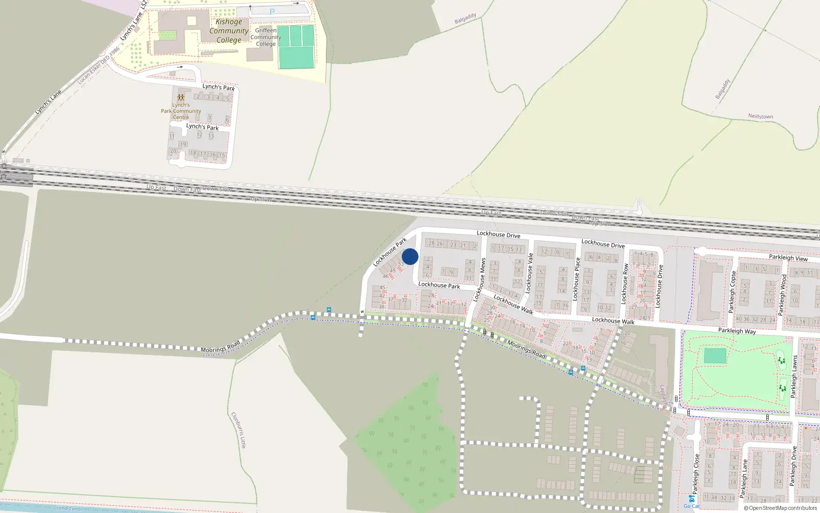 Overhead map showing the location of 53 Lockhouse Park, Clonburris Little